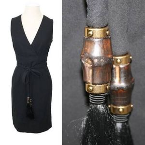 Gucci Black Bamboo Tassel Belted Dress size 44